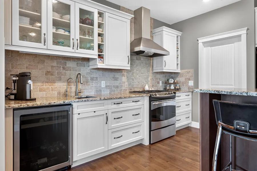 Gas range and beverage fridge