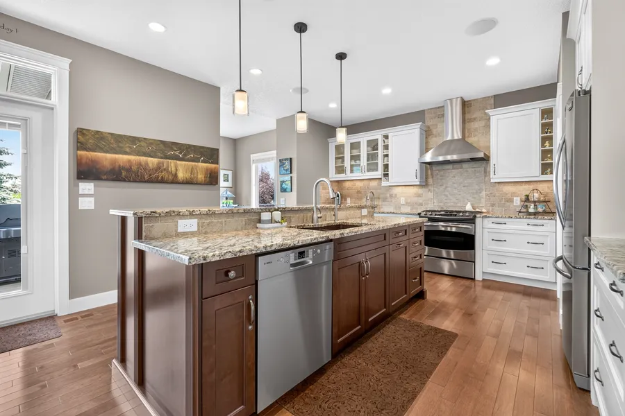 Granite island and prep sink