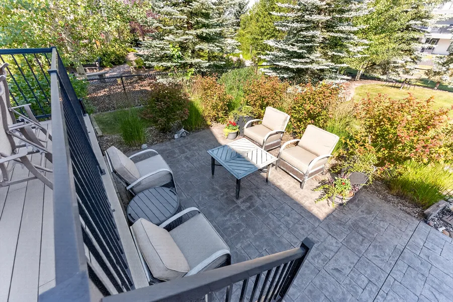 Patio seating, viewed from the deck above
